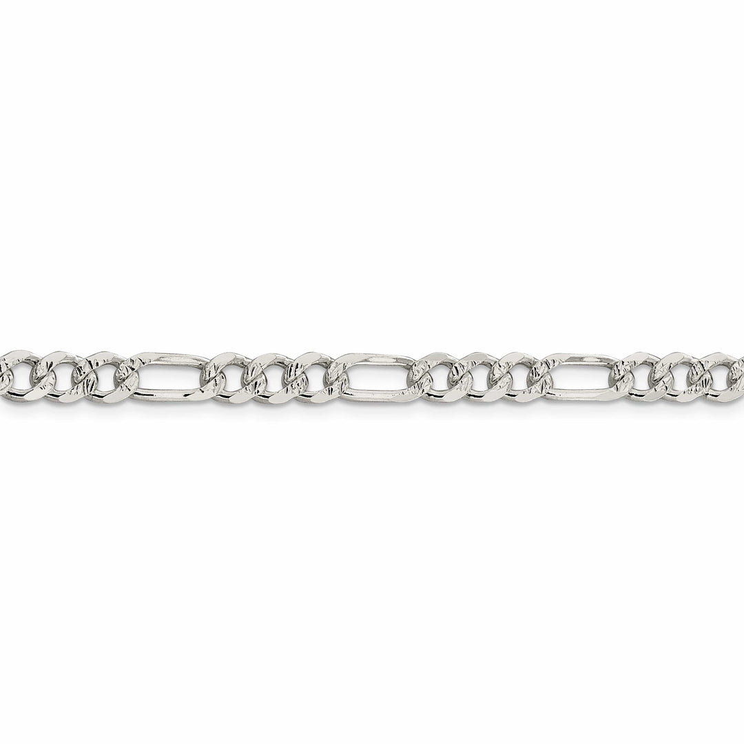 Lovely Rita's Bracelets Silver 5.50-mm Solid Pave Flat Figaro Chain