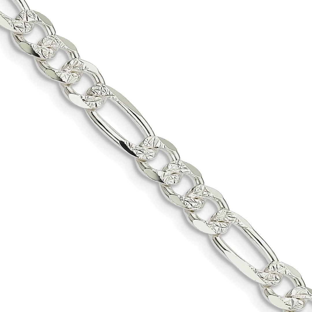 Lovely Rita's Bracelets Silver 5.50-mm Solid Pave Flat Figaro Chain