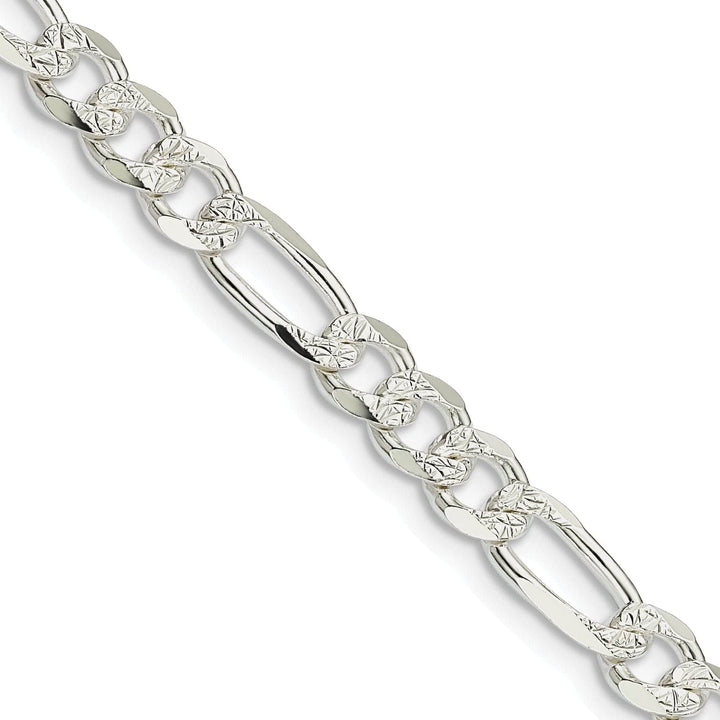 Lovely Rita's Bracelets Silver 5.50-mm Solid Pave Flat Figaro Chain