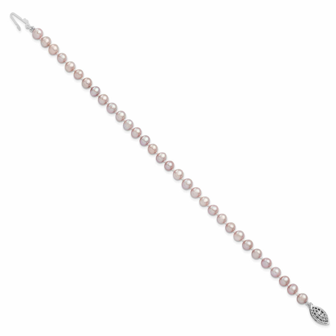 Lovely Rita's Bracelets Silver 5-6mm Purple Fresh Water Pearl Bracelet