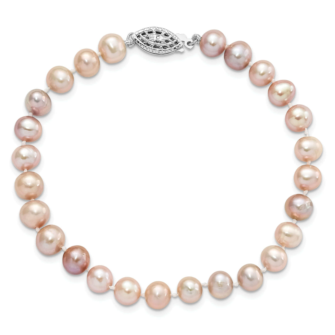 Lovely Rita's Bracelets Silver 6-7mm Purple Fresh Water Pearl Bracelet