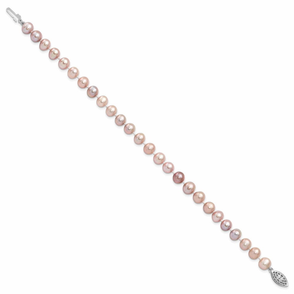 Lovely Rita's Bracelets Silver 6-7mm Purple Fresh Water Pearl Bracelet