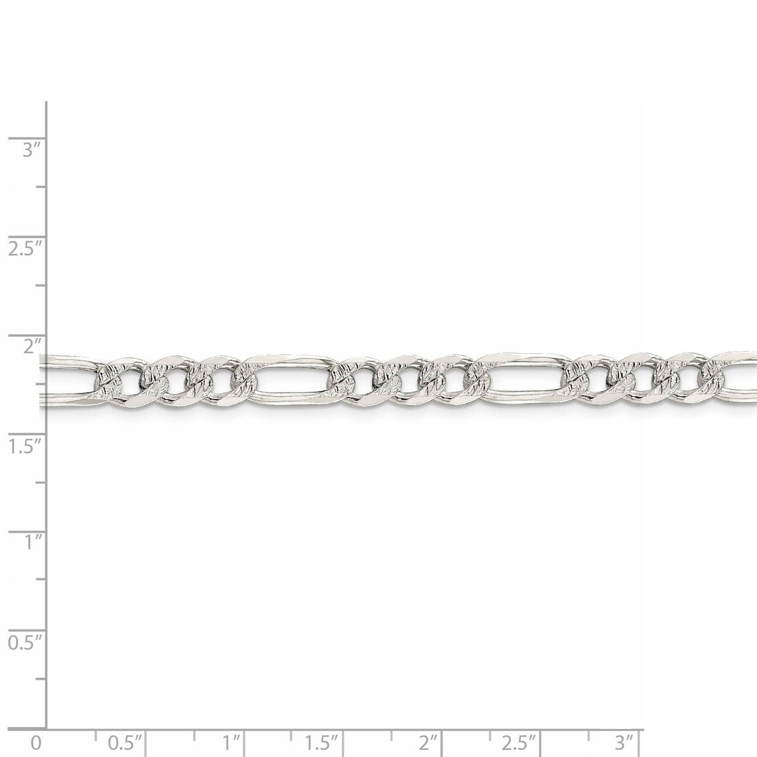 Lovely Rita's Bracelets Silver 7.00-mm Solid Pave Flat Figaro Chain