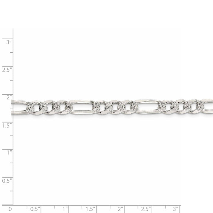 Lovely Rita's Bracelets Silver 7.00-mm Solid Pave Flat Figaro Chain