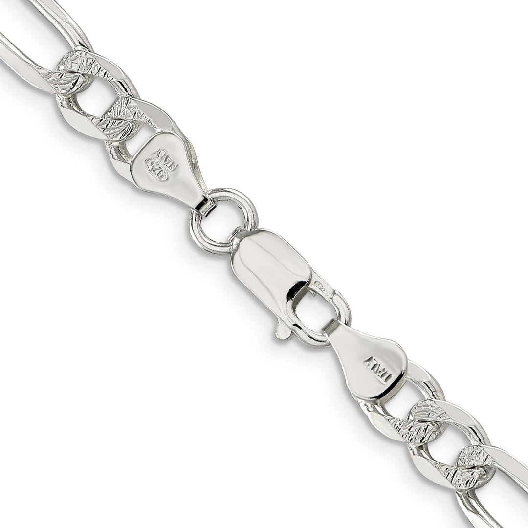 Lovely Rita's Bracelets Silver 7.00-mm Solid Pave Flat Figaro Chain