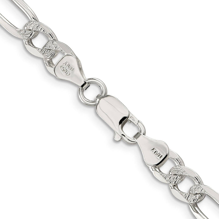 Lovely Rita's Bracelets Silver 7.00-mm Solid Pave Flat Figaro Chain