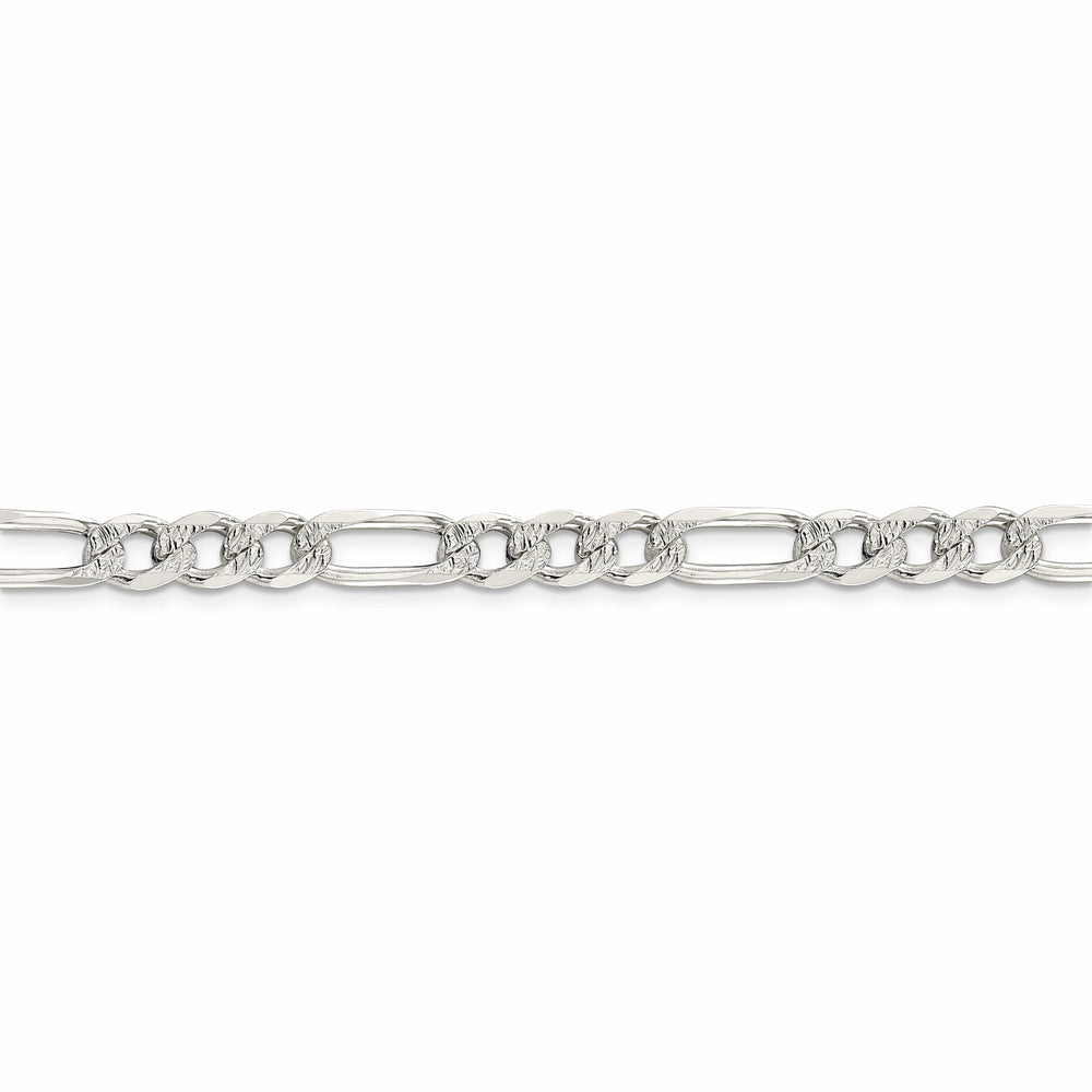 Lovely Rita's Bracelets Silver 7.00-mm Solid Pave Flat Figaro Chain