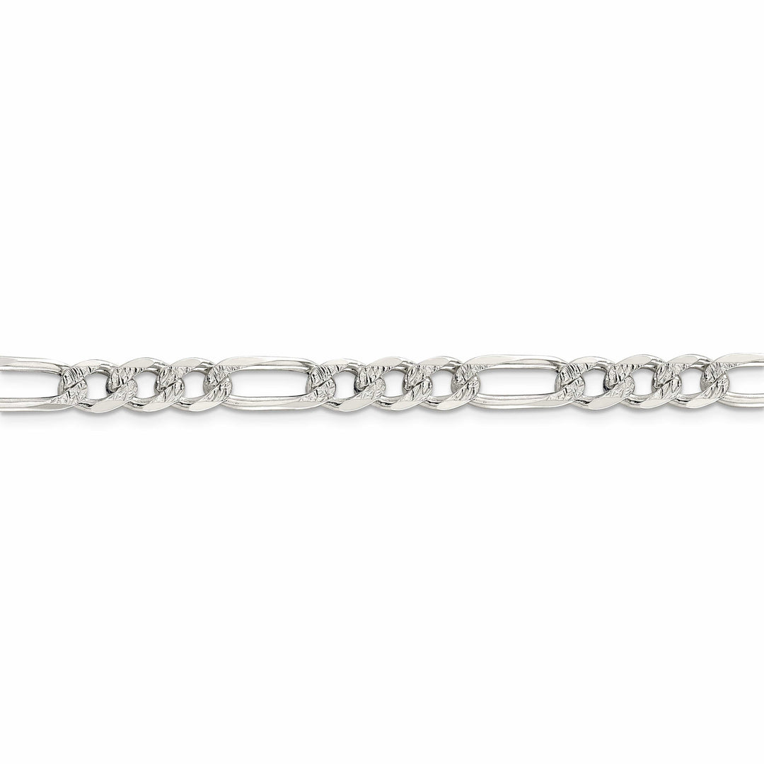 Lovely Rita's Bracelets Silver 7.00-mm Solid Pave Flat Figaro Chain