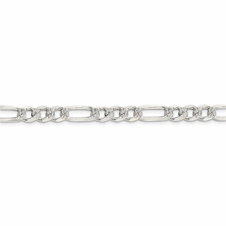 Lovely Rita's Bracelets Silver 7.00-mm Solid Pave Flat Figaro Chain