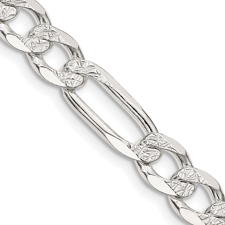 Lovely Rita's Bracelets Silver 7.00-mm Solid Pave Flat Figaro Chain
