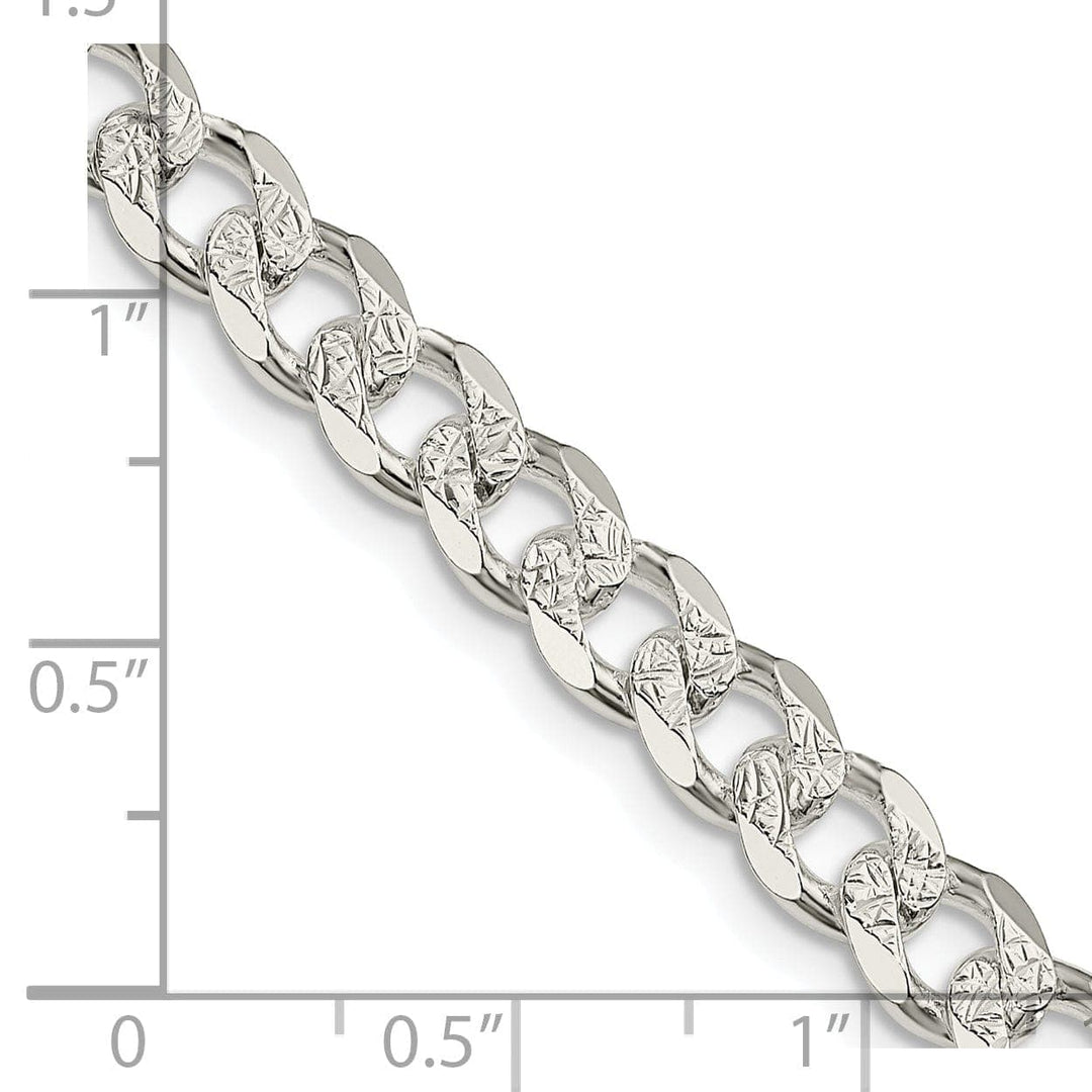 Lovely Rita's Bracelets Silver 7.00-mm Solid Pave Link Curb Chain