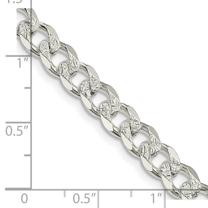 Lovely Rita's Bracelets Silver 7.00-mm Solid Pave Link Curb Chain
