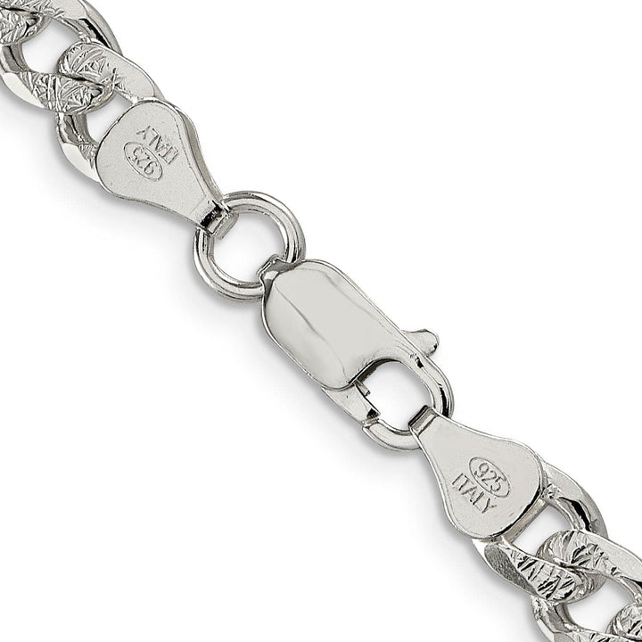 Lovely Rita's Bracelets Silver 7.00-mm Solid Pave Link Curb Chain