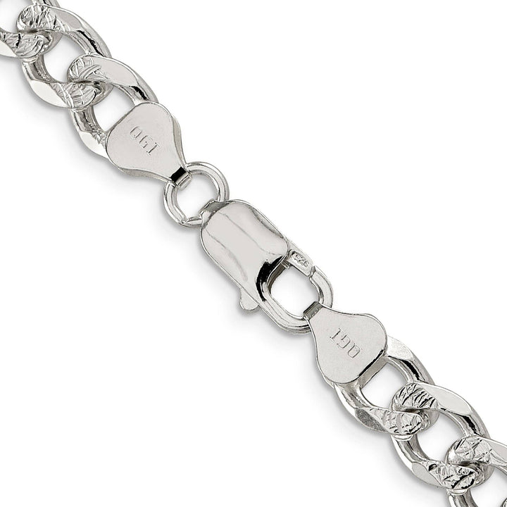 Lovely Rita's Bracelets Silver 8.00-mm Solid Pave Link Curb Chain