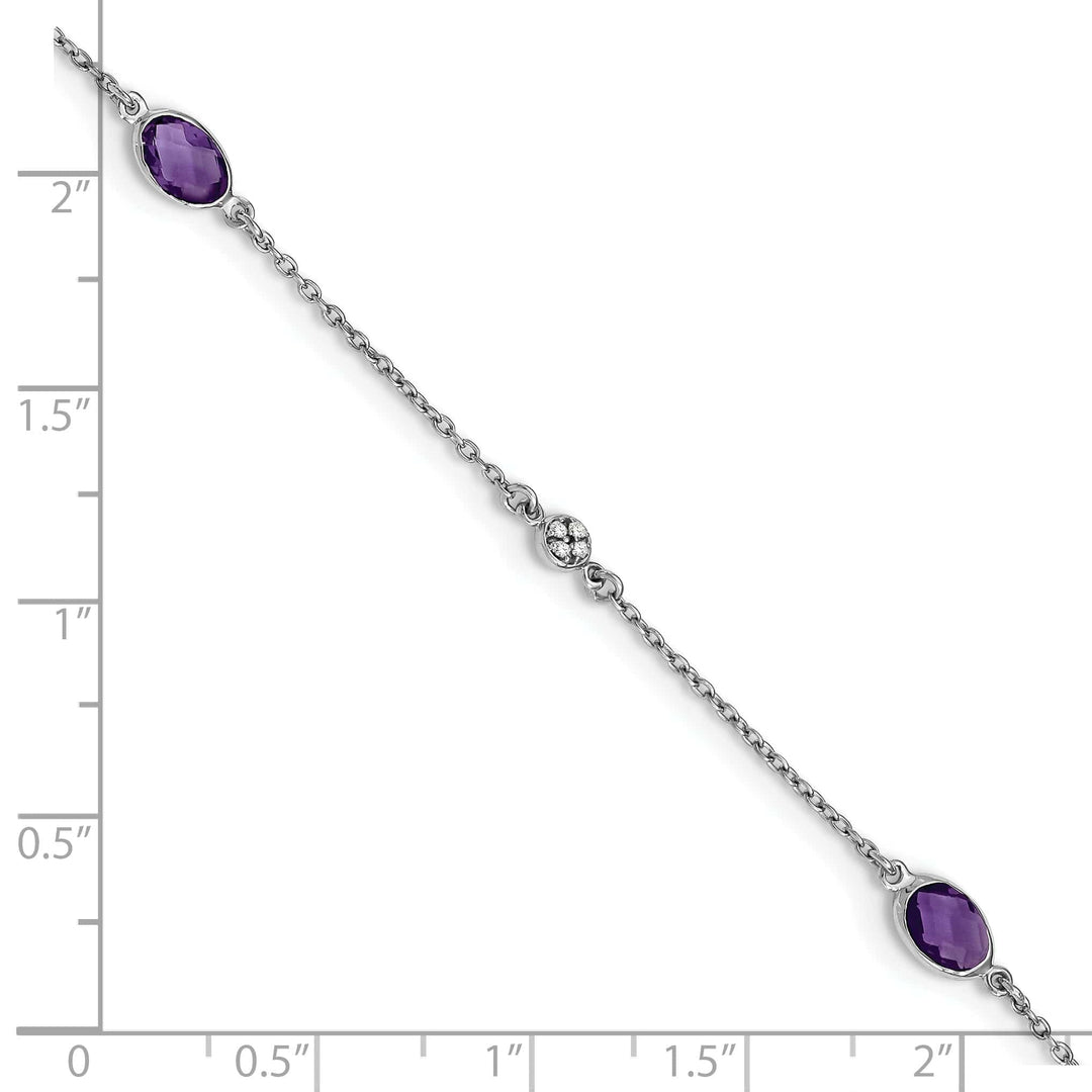 Lovely Rita's Bracelets Silver Amethyst Gemstone Diamond Bracelet