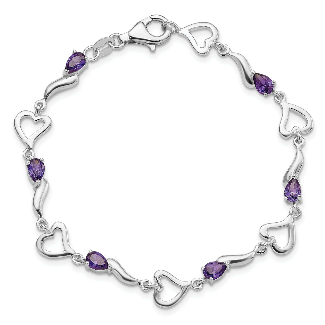 Lovely Rita's Bracelets Silver Amethyst Gemstone Fancy Heart Bracelet