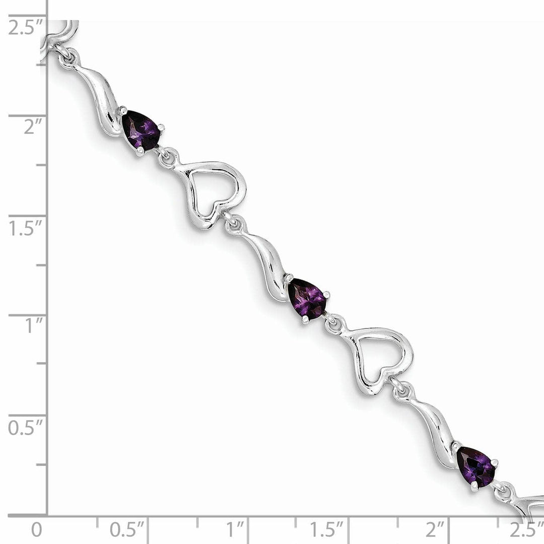 Lovely Rita's Bracelets Silver Amethyst Gemstone Fancy Heart Bracelet