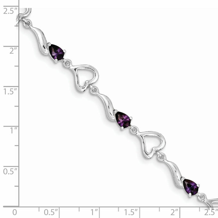 Lovely Rita's Bracelets Silver Amethyst Gemstone Fancy Heart Bracelet