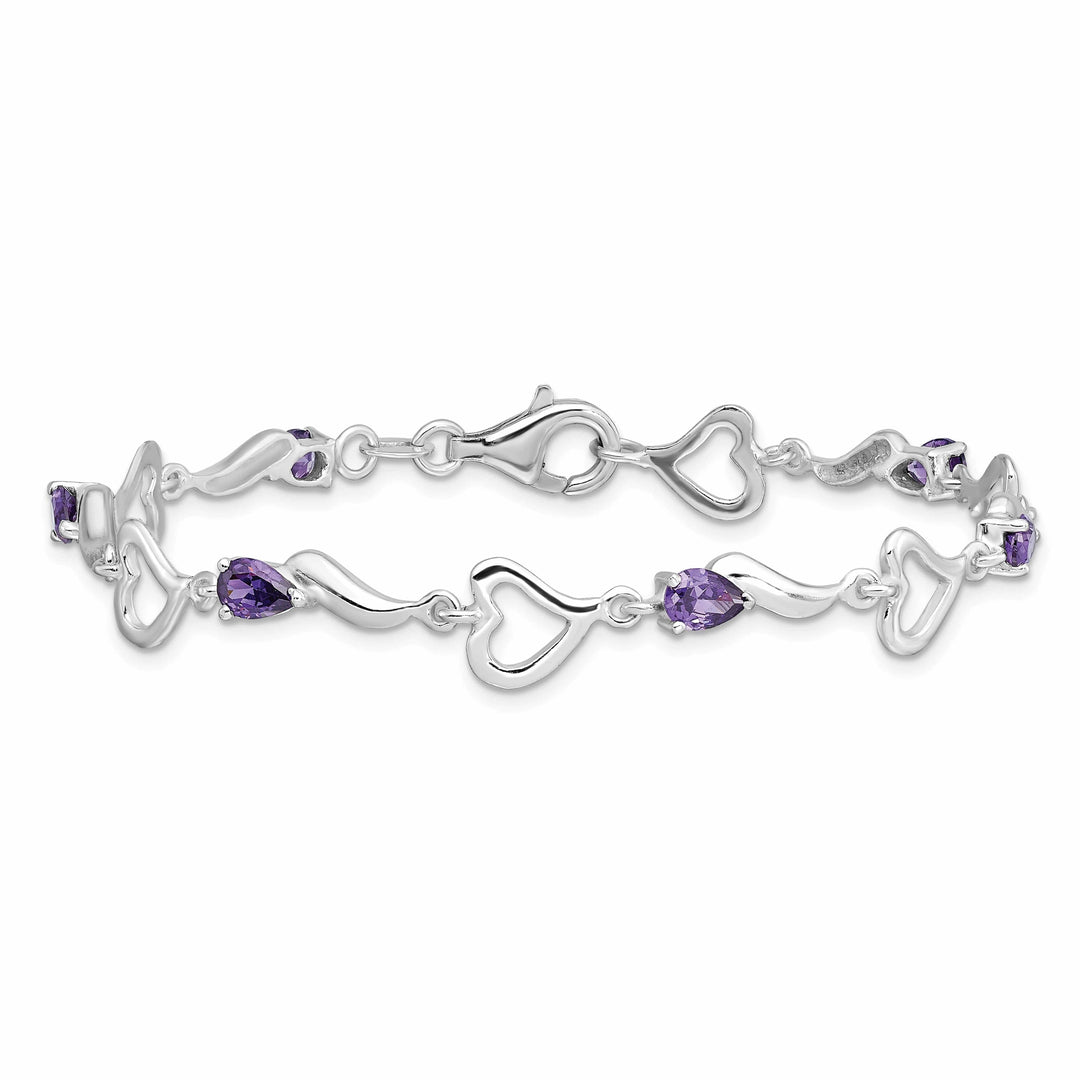Lovely Rita's Bracelets Silver Amethyst Gemstone Fancy Heart Bracelet