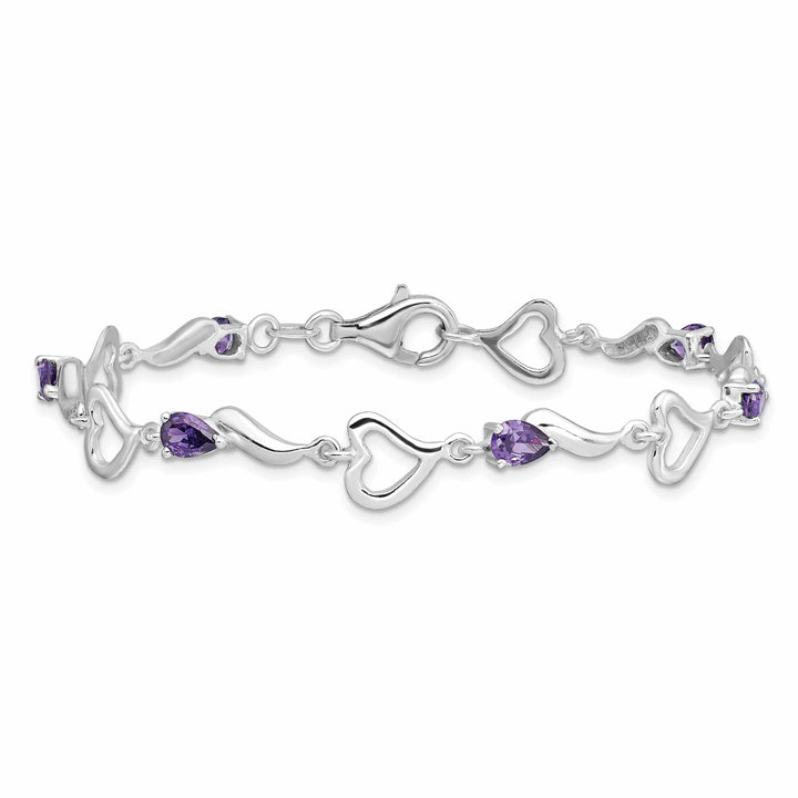 Lovely Rita's Bracelets Silver Amethyst Gemstone Fancy Heart Bracelet