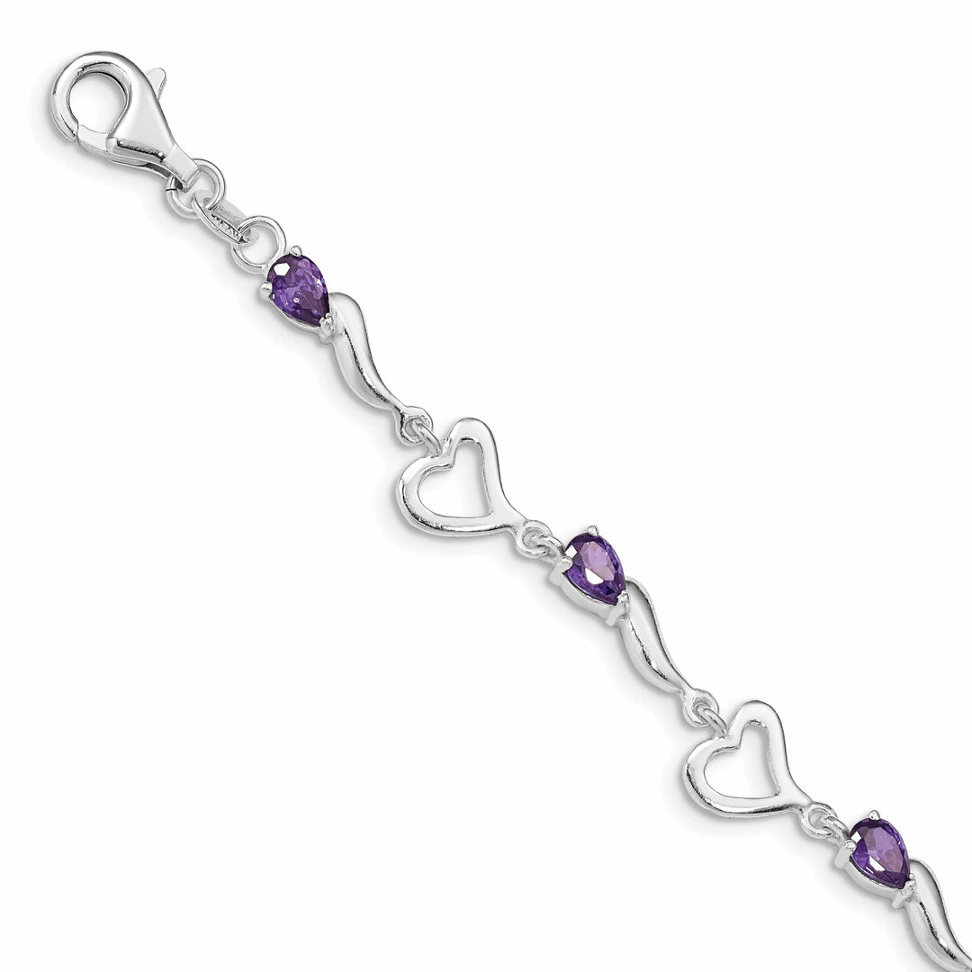 Lovely Rita's Bracelets Silver Amethyst Gemstone Fancy Heart Bracelet
