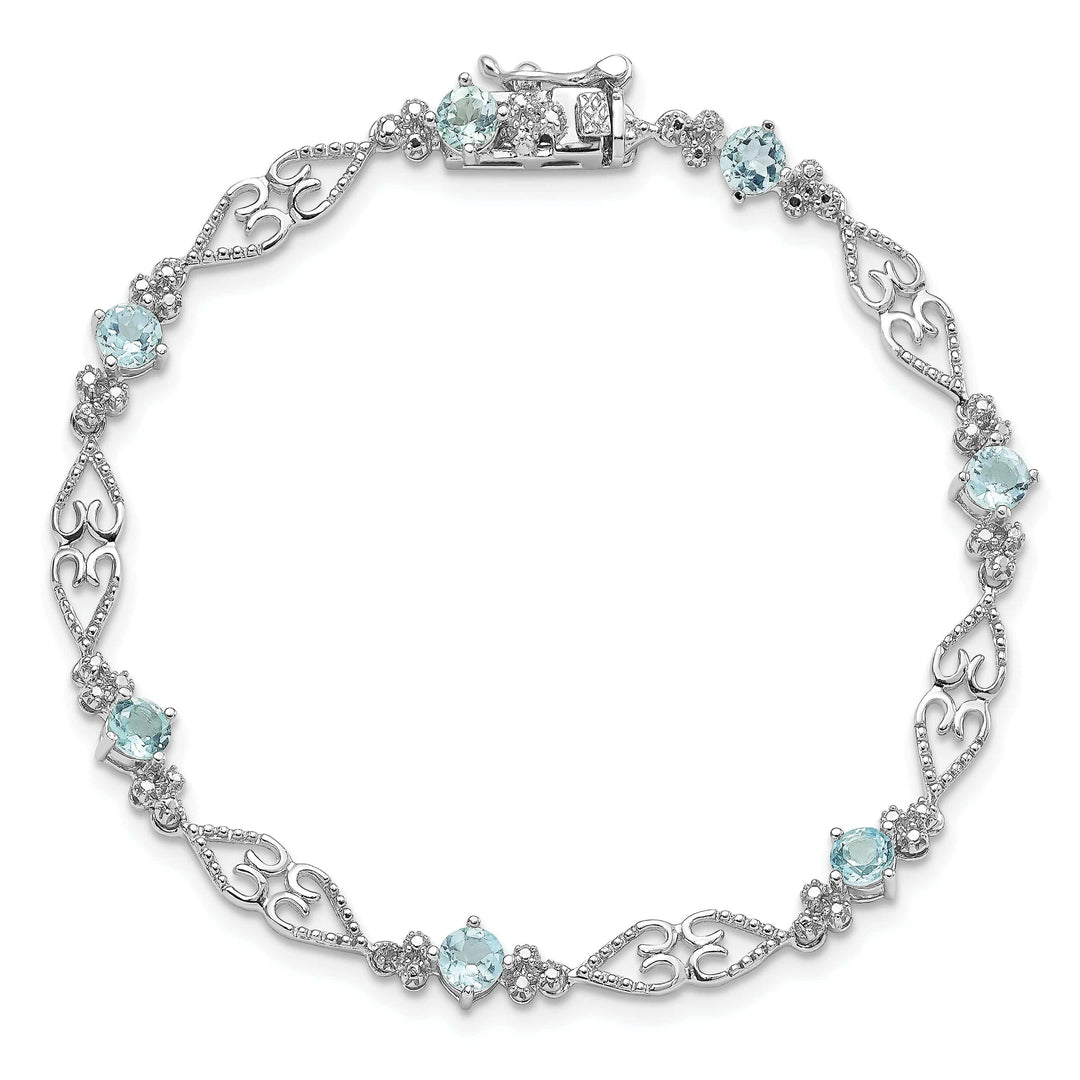 Lovely Rita's Bracelets Silver Aquamarine Gemstone Diamond Bracelet