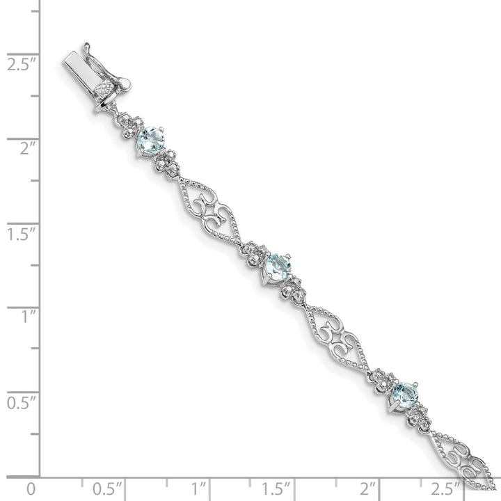 Lovely Rita's Bracelets Silver Aquamarine Gemstone Diamond Bracelet