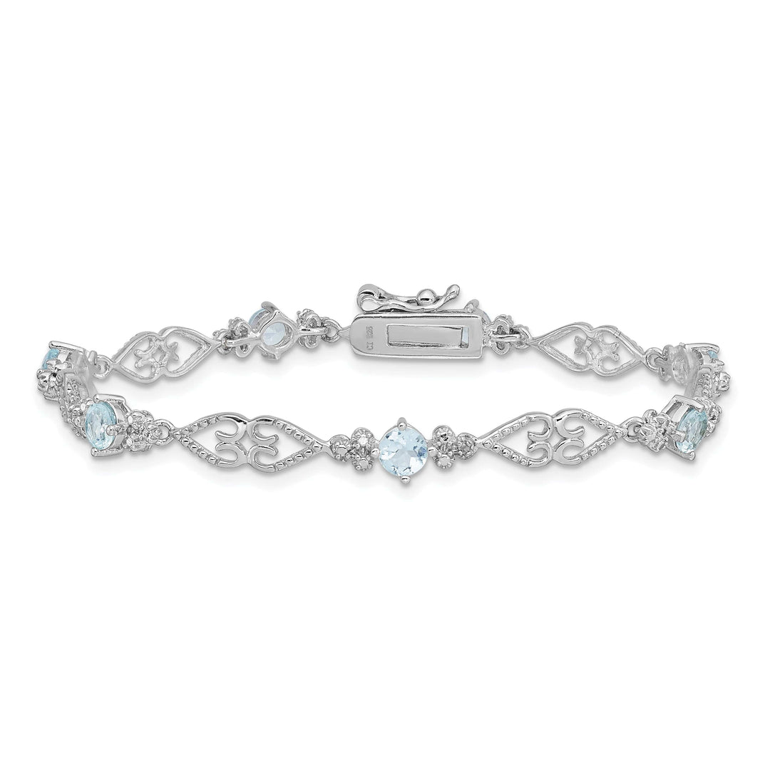 Lovely Rita's Bracelets Silver Aquamarine Gemstone Diamond Bracelet