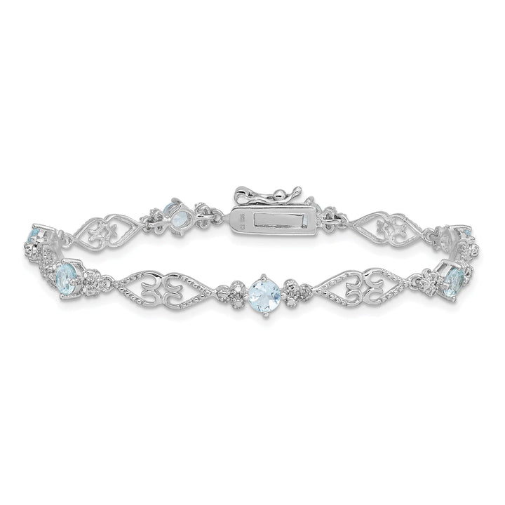 Lovely Rita's Bracelets Silver Aquamarine Gemstone Diamond Bracelet