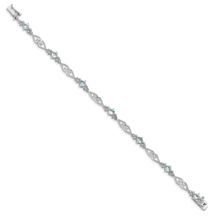 Lovely Rita's Bracelets Silver Aquamarine Gemstone Diamond Bracelet