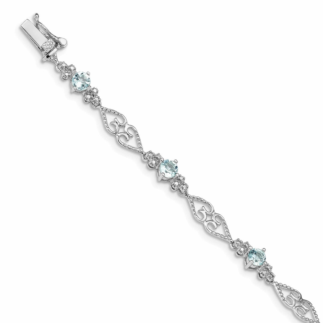 Lovely Rita's Bracelets Silver Aquamarine Gemstone Diamond Bracelet