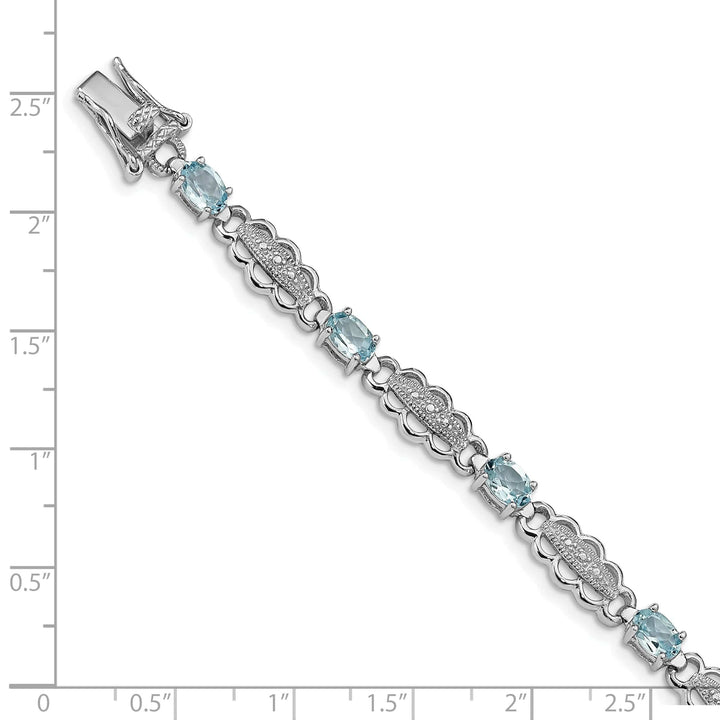 Lovely Rita's Bracelets Silver Aquamarine Gemstone Diamond Bracelet