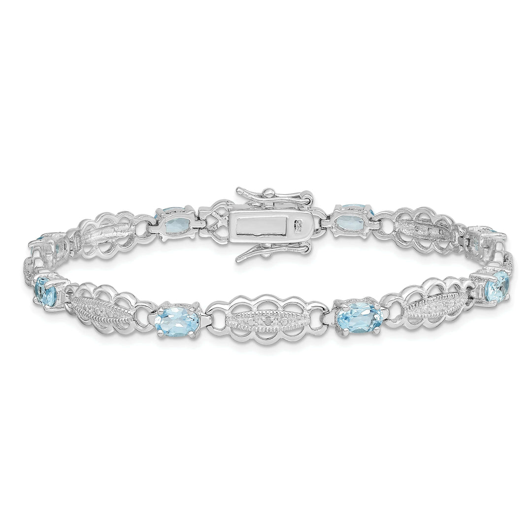 Lovely Rita's Bracelets Silver Aquamarine Gemstone Diamond Bracelet