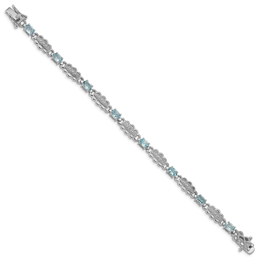Lovely Rita's Bracelets Silver Aquamarine Gemstone Diamond Bracelet