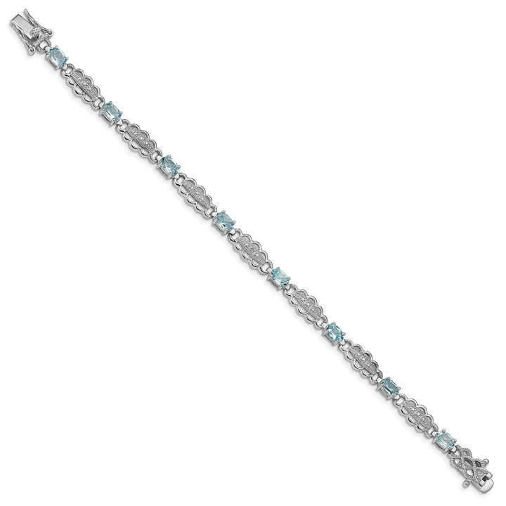Lovely Rita's Bracelets Silver Aquamarine Gemstone Diamond Bracelet