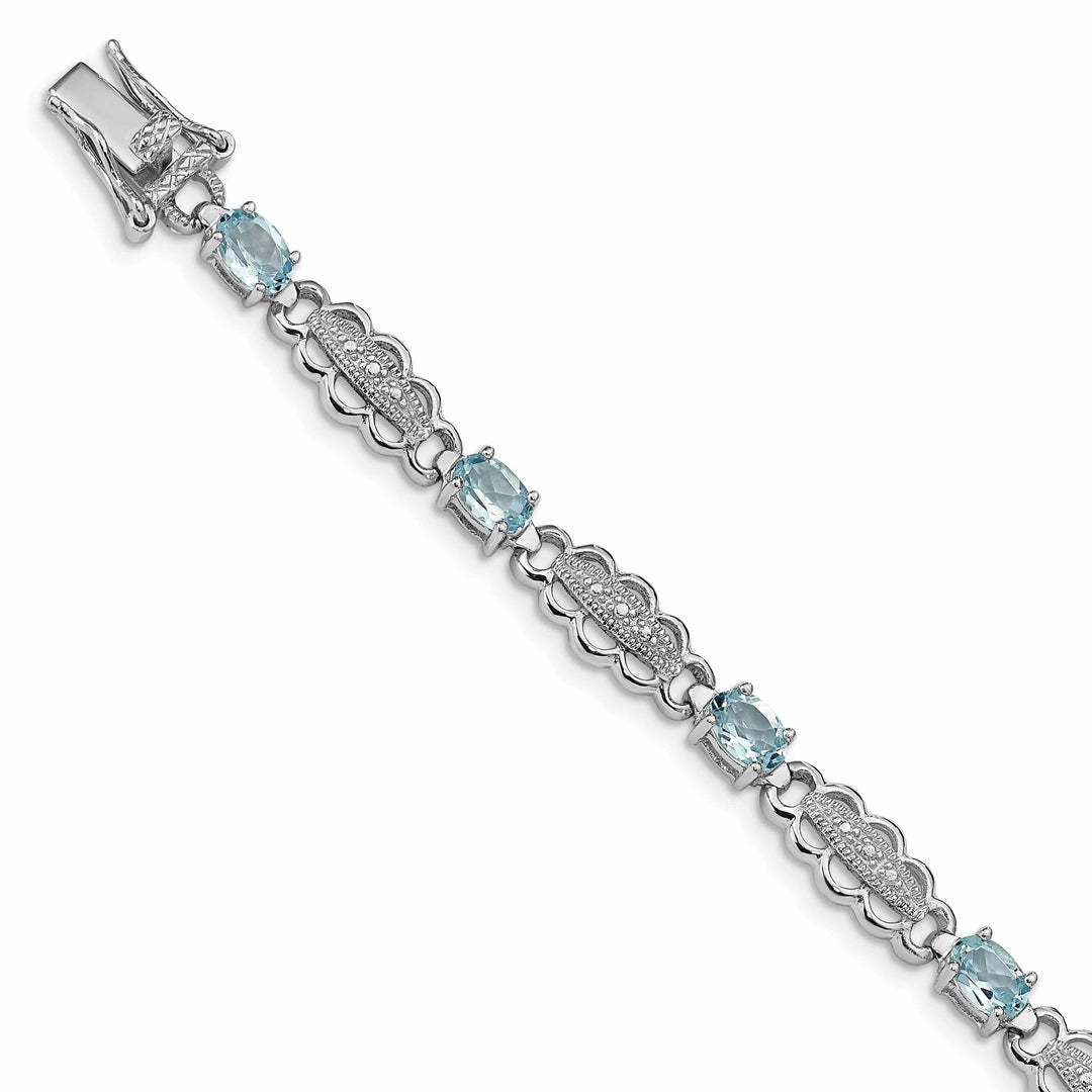 Lovely Rita's Bracelets Silver Aquamarine Gemstone Diamond Bracelet