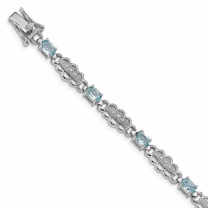 Lovely Rita's Bracelets Silver Aquamarine Gemstone Diamond Bracelet