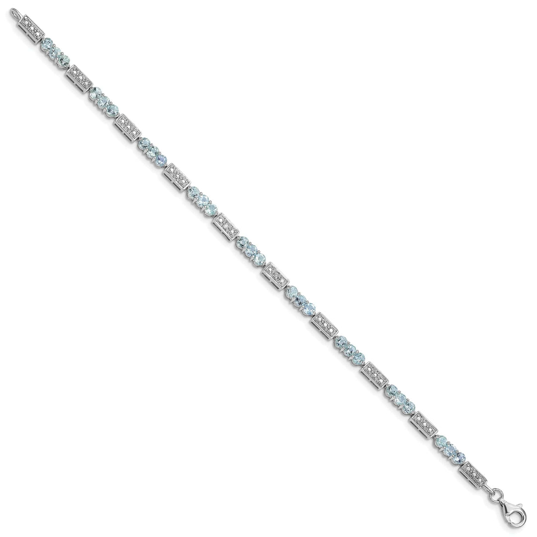 Lovely Rita's Bracelets Silver Aquamarine Gemstone Diamond Bracelet