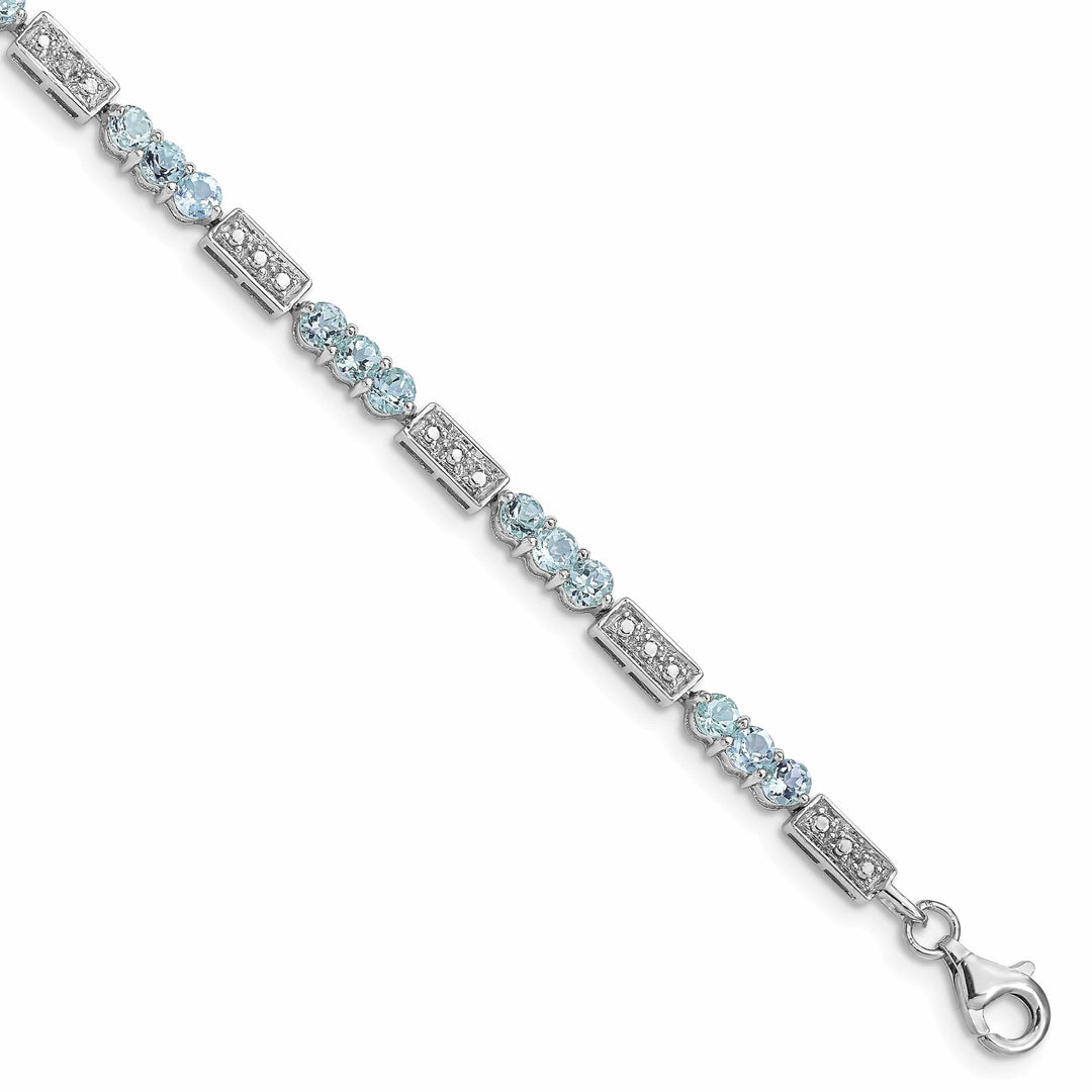Lovely Rita's Bracelets Silver Aquamarine Gemstone Diamond Bracelet