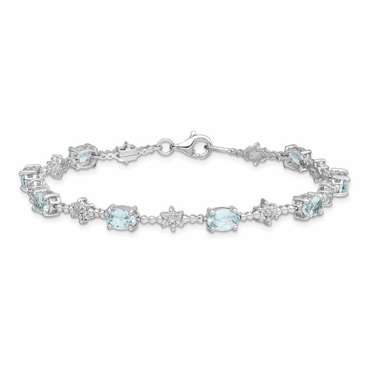 Lovely Rita's Bracelets Silver Aquamarine Gemstone Diamond Bracelet