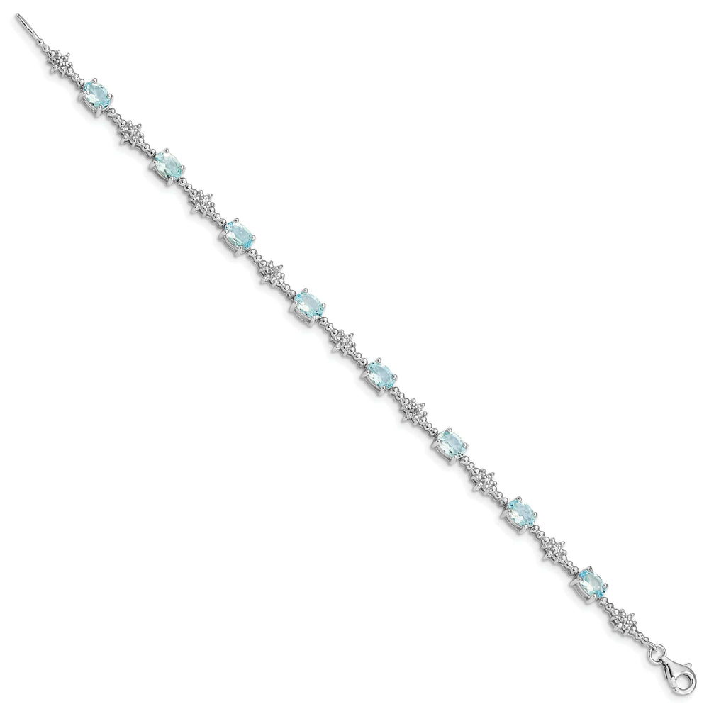 Lovely Rita's Bracelets Silver Aquamarine Gemstone Diamond Bracelet