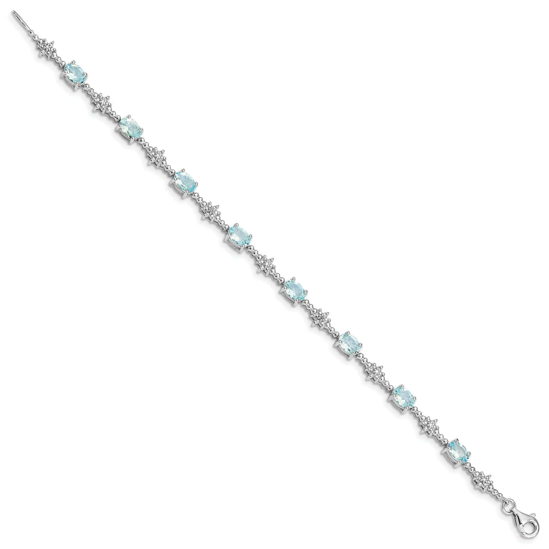 Lovely Rita's Bracelets Silver Aquamarine Gemstone Diamond Bracelet
