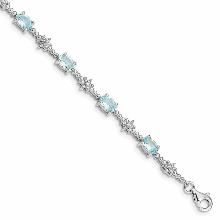 Lovely Rita's Bracelets Silver Aquamarine Gemstone Diamond Bracelet