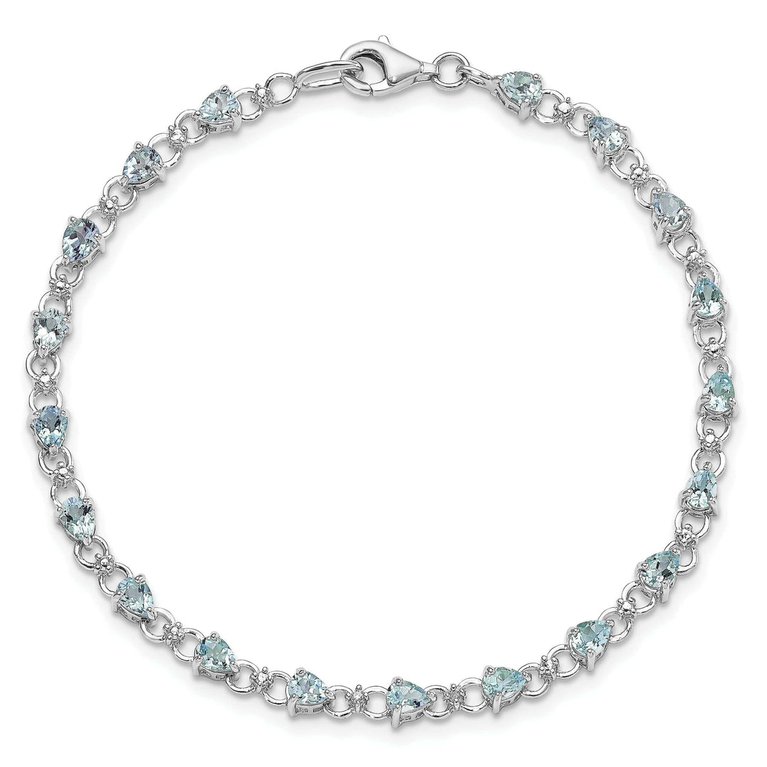 Lovely Rita's Bracelets Silver Aquamarine Gemstone Diamond Bracelet