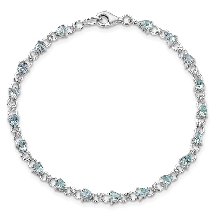 Lovely Rita's Bracelets Silver Aquamarine Gemstone Diamond Bracelet