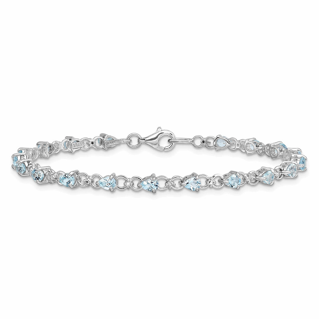Lovely Rita's Bracelets Silver Aquamarine Gemstone Diamond Bracelet
