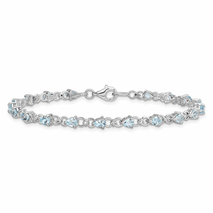 Lovely Rita's Bracelets Silver Aquamarine Gemstone Diamond Bracelet