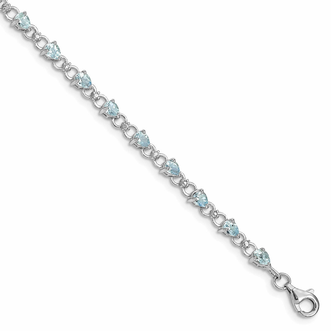 Lovely Rita's Bracelets Silver Aquamarine Gemstone Diamond Bracelet