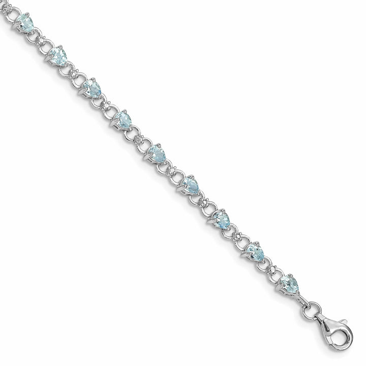 Lovely Rita's Bracelets Silver Aquamarine Gemstone Diamond Bracelet