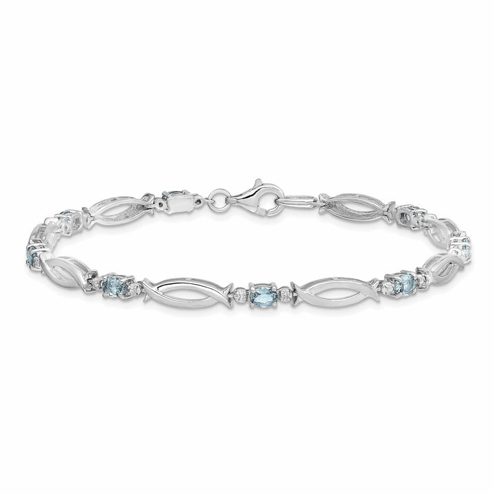 Lovely Rita's Bracelets Silver Aquamarine Gemstone Diamond Bracelet